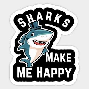 Funny Shark Happy Sticker